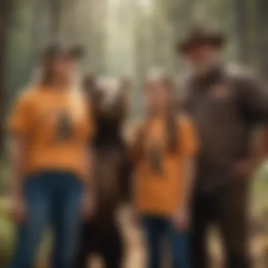 Youth Engagement with Smokey the Bear Message Children wearing Smokey the Bear shirts in a nature setting