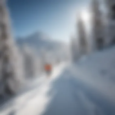 Skiers speeding down snowy slopes