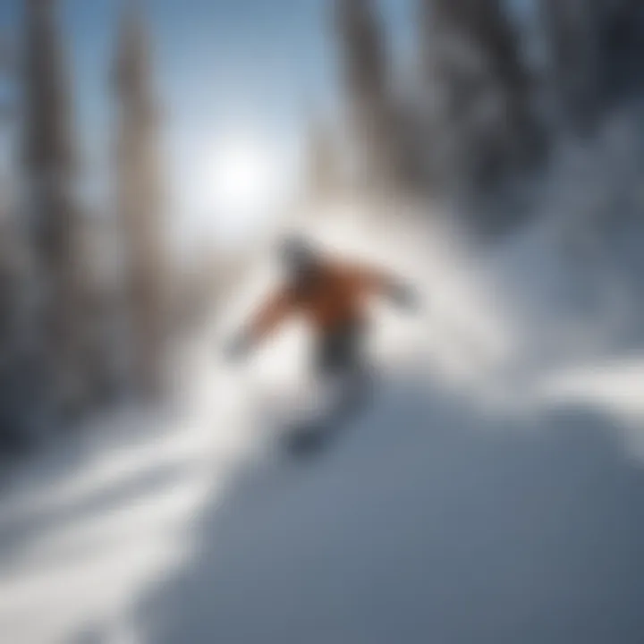 Snowboarder carving through powdery snow at Jackson Hole Snow Resort