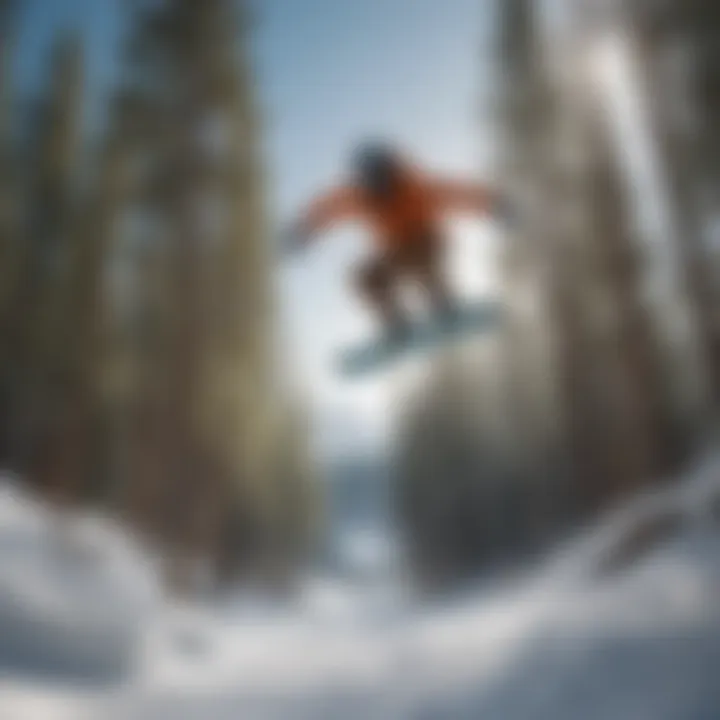 Snowboarder catching air off a jump in Keystone