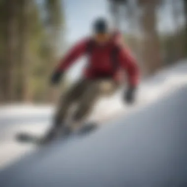 Snowboarder tackling a steep terrain in Keystone