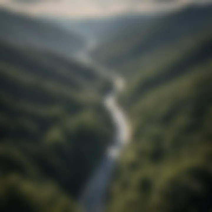 Spectacular aerial view of Great Smoky Mountains from the highway