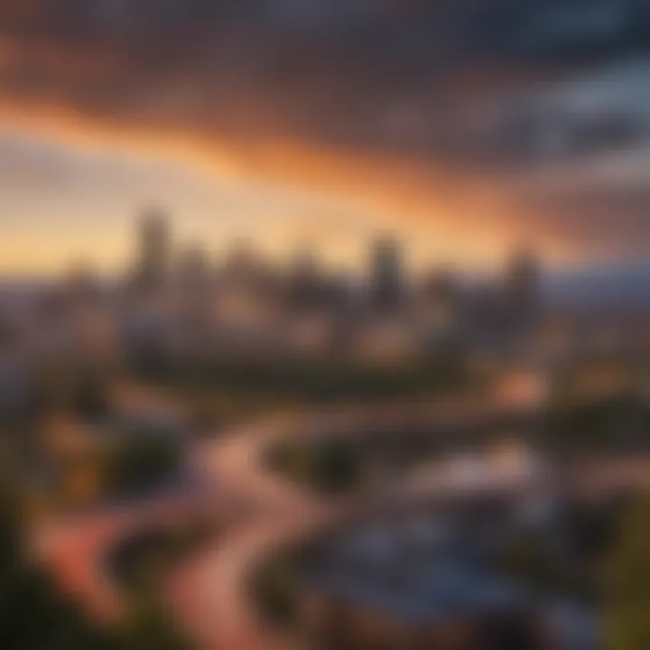 Majestic Spokane skyline overlooking bustling cityscape