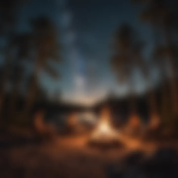 Campfire under the starlit sky at Clearwater Beach Campground