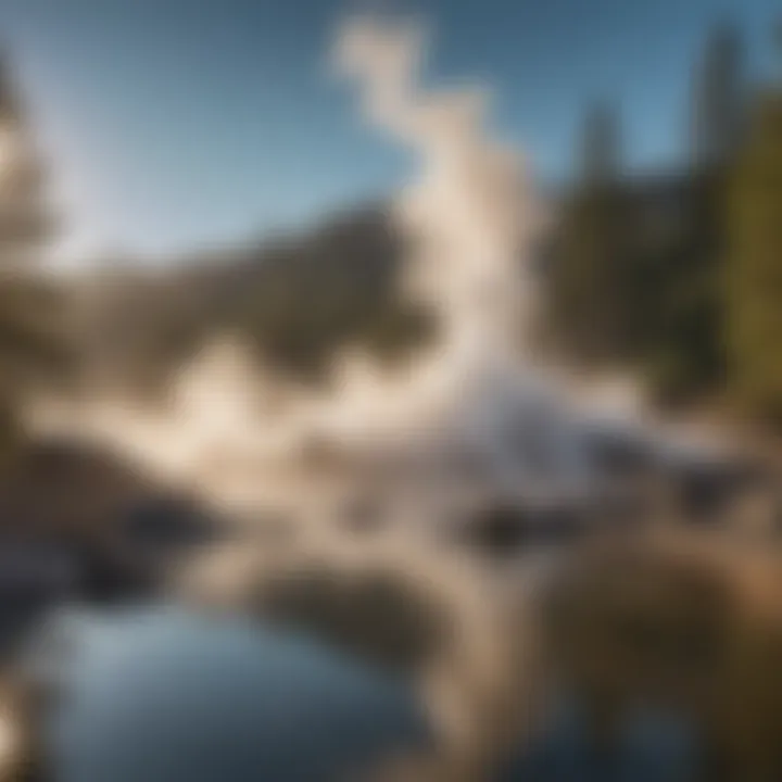 Steam rising from the geothermal pools