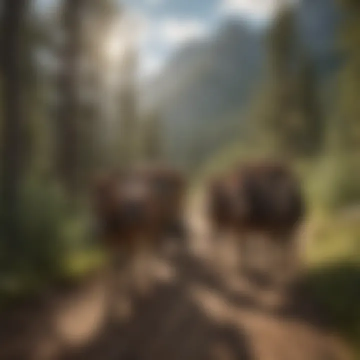 Pack mules carrying supplies in a scenic mountain setting
