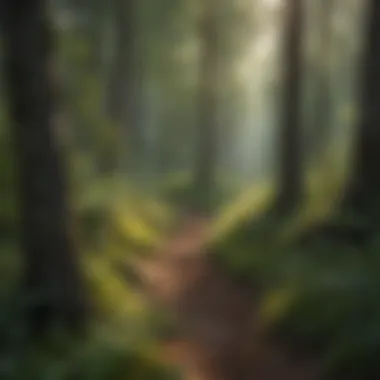Hiking trail surrounded by dense vegetation