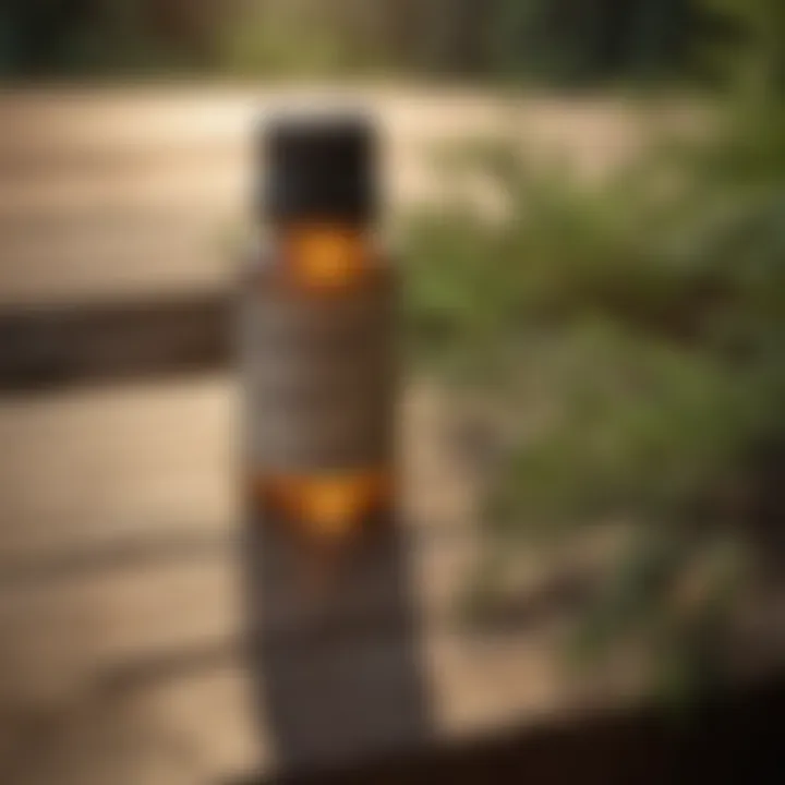 Natural repellents such as essential oils displayed on a rustic wooden table