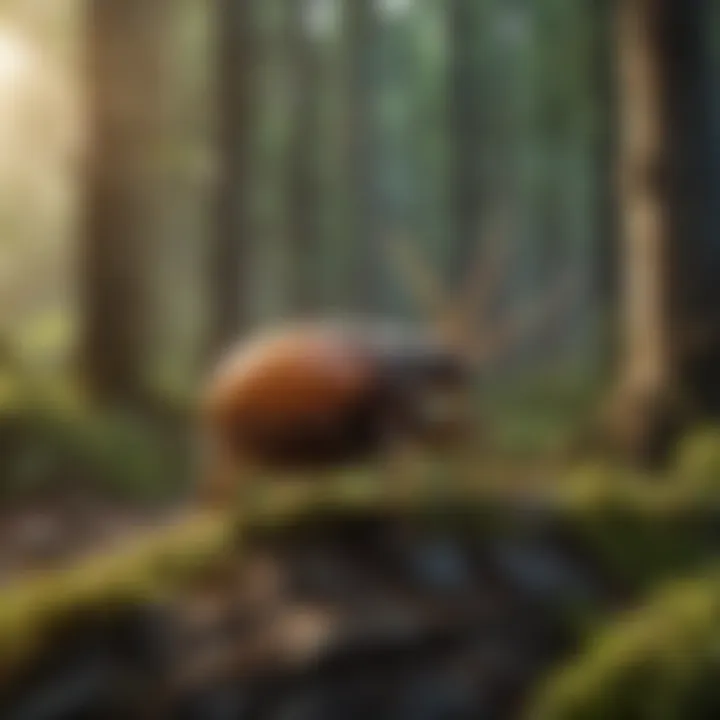 A serene forest landscape showcasing common tick habitats