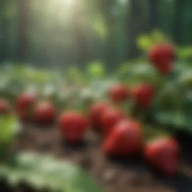 Artistic representation of optimal cultivation techniques for nurturing healthy strawberry plants