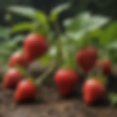 Illustration showcasing the diverse growth stages of strawberry plants from seedling to fruit-bearing