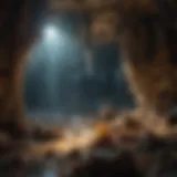Stalactites glistening in cave