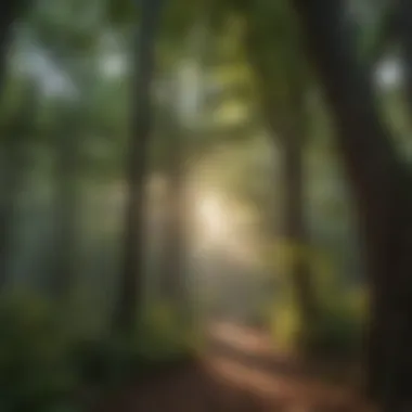 Nature's Canopy: Illuminated Beauty Sunlight Filtering Through Canopy of American Trees
