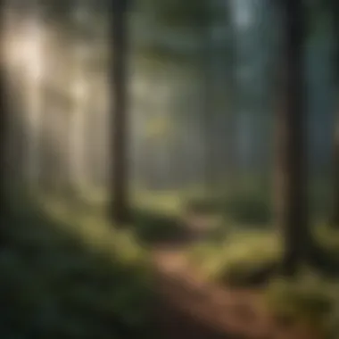 Sunlight filtering through dense foliage in American forest