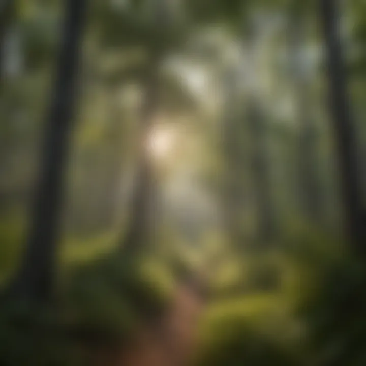 Sunlight filtering through lush forest canopy in Black Hills