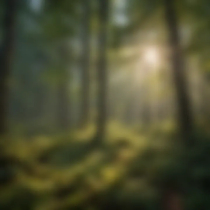 Sunlight Filtering Through Dense Forest Foliage