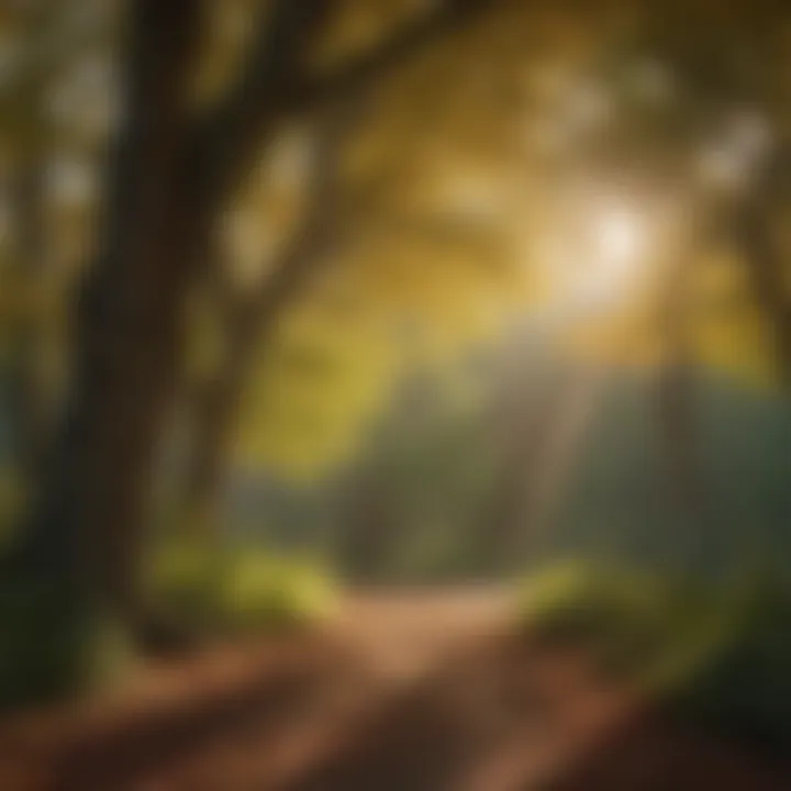 Sunlight filtering through lush canopy of toasted chestnut lowes