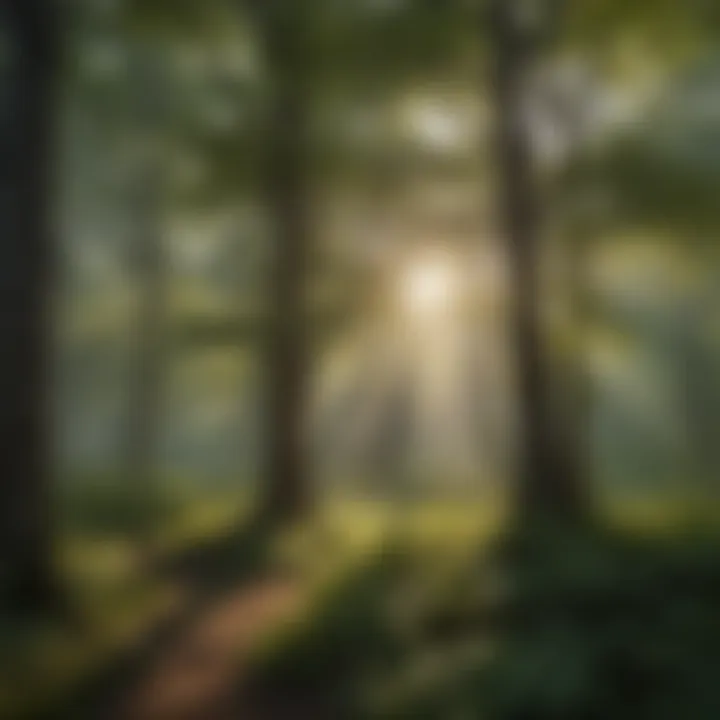 Nature's Canopy: Filtering Sunlight Sunlight Filtering Through Dense Foliage in American Forest