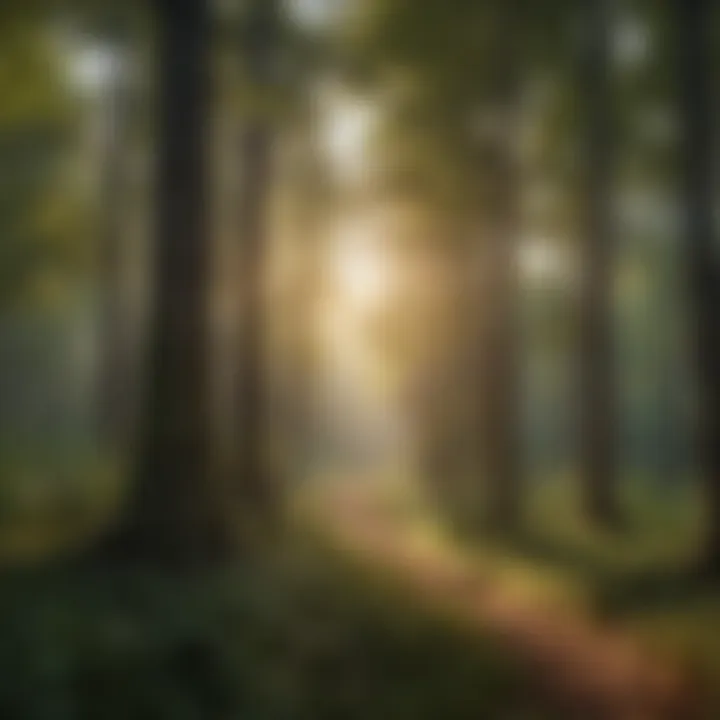 Sunlight filtering through dense forest foliage creating a magical glow