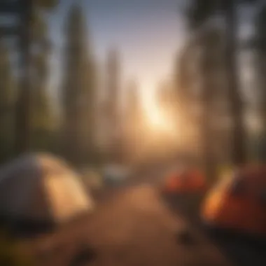 Sunrise Over Organized Campground in American Forests