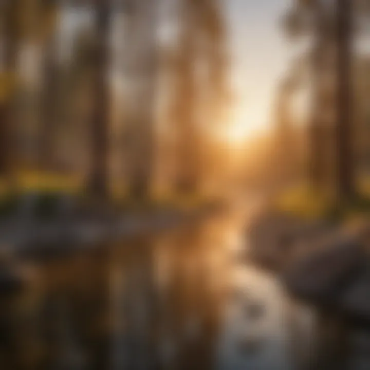 Sunset casting a warm glow over the hot springs