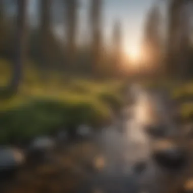 Nature's Canvas: Mountain Stream at Sunset Sunset Glow Over Mountain Stream