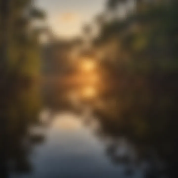 Golden Sunset Reflection Sunset casting a golden glow over Ocala National Forest waterway