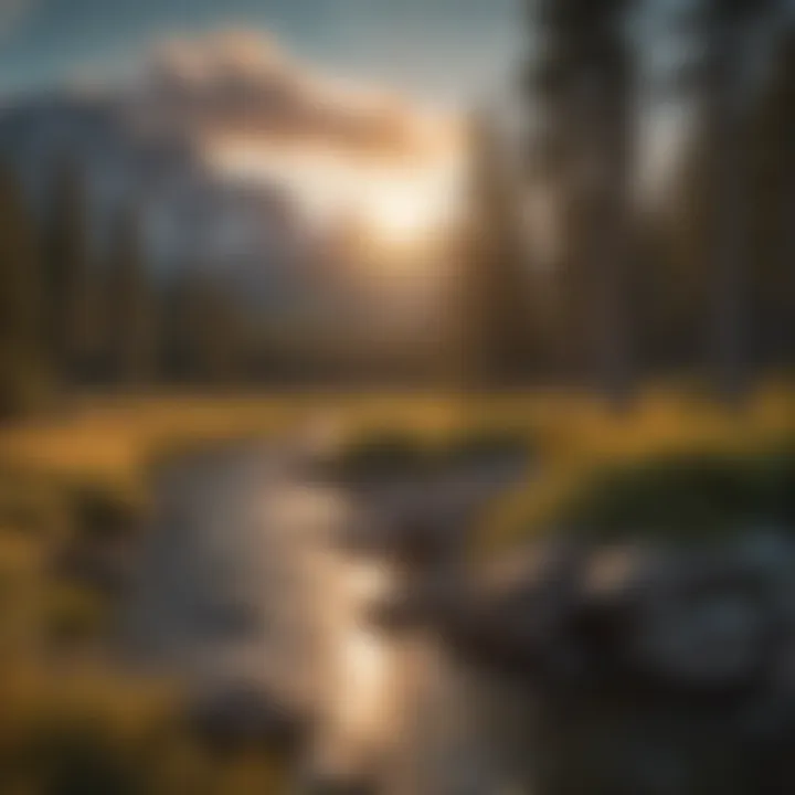 Sunset Casting a Golden Glow on the Rockies