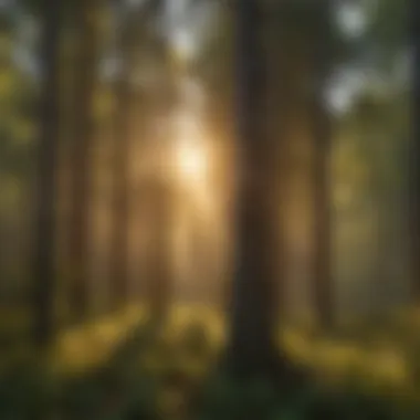 Glowing Sunset Embracing the Forest Canopy Sunset Hues Across Forest Canopy