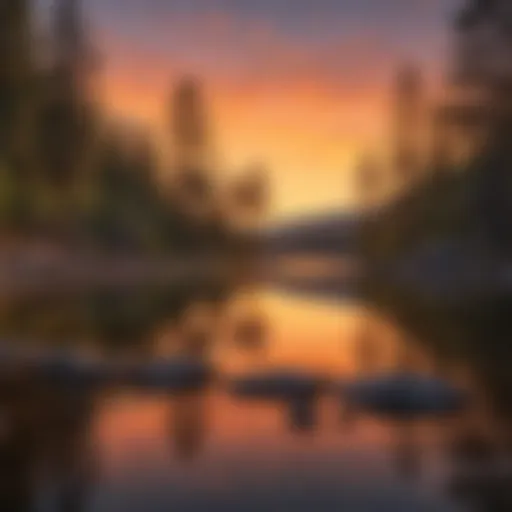 Tranquil Sunset Reflections Sunset over Big Bear Lake at Serrano Campground