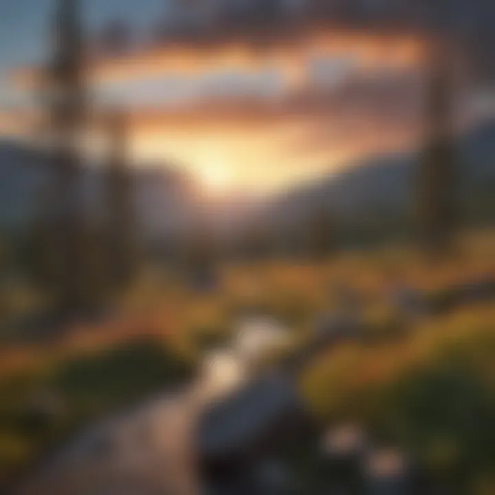 Sunset over the rugged mountains in Lowman, Idaho