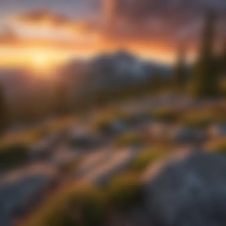 Spectacular sunset casting a warm hue over Granite Peak landscapes