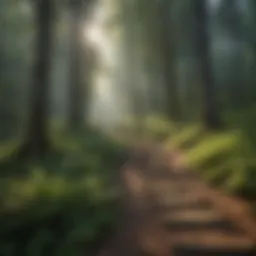 A breathtaking view of a well-maintained forest trail surrounded by lush greenery