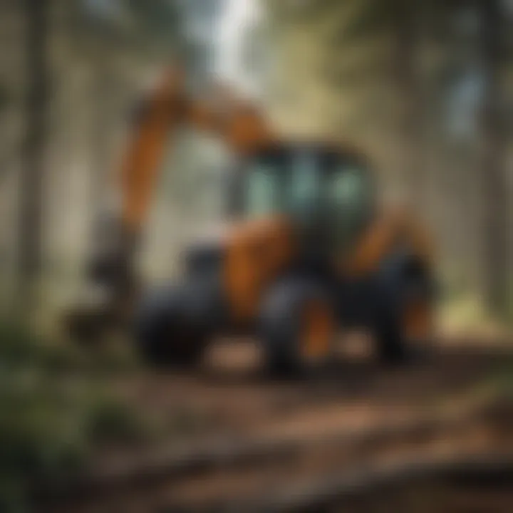 Sustainable forestry operations with mulcher on excavator