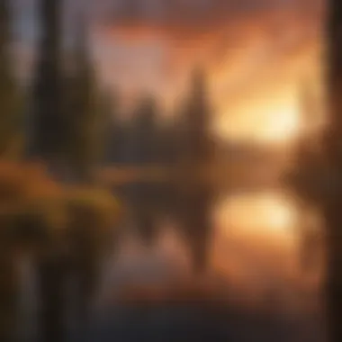 Sunset Serenity Over Swan Lake Serene landscape of Swan Lake during sunset