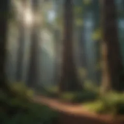 Majestic ancient redwoods towering in Tallulah forest