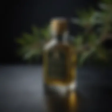 Tea Tree Oil Bottle on Elegant Black Background