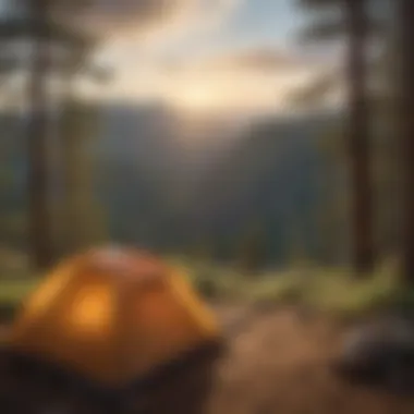 Tent overlooking Mountain Range