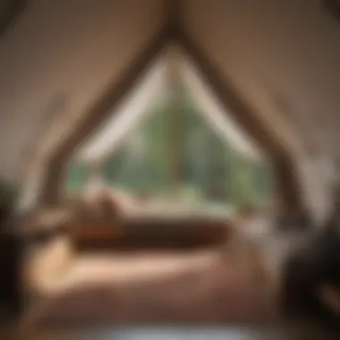 Cozy tent interior with minimalistic design