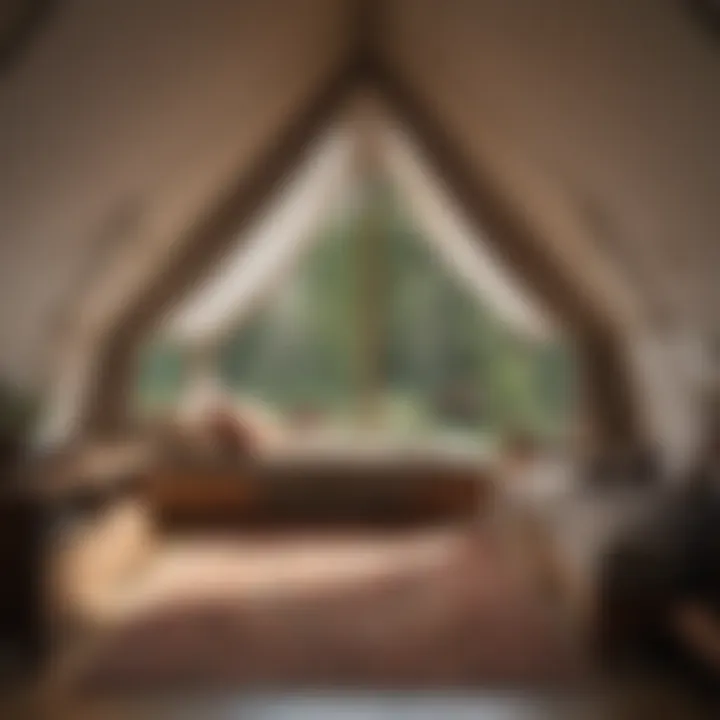 Cozy tent interior with minimalistic design