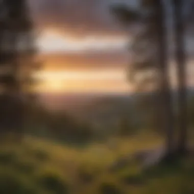 Spiritual Connection: Sunset over the Black Hills A serene sunset over the Black Hills, symbolizing the spiritual connection of Native American tribes to the land