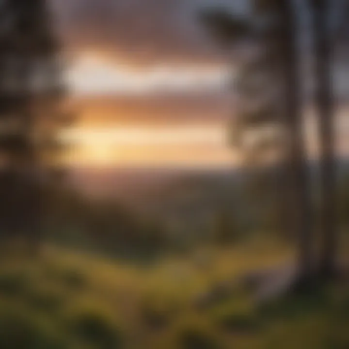 Spiritual Connection: Sunset over the Black Hills A serene sunset over the Black Hills, symbolizing the spiritual connection of Native American tribes to the land