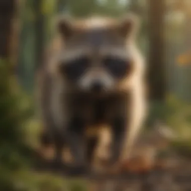 Brown Raccoon Foraging for Food Brown raccoon foraging for food