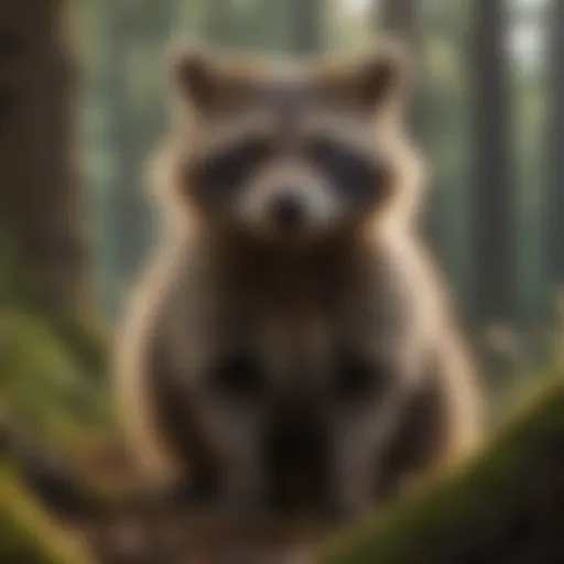 Brown raccoon in its natural habitat