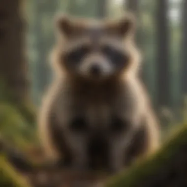 Brown Raccoon in Its Natural Habitat Brown raccoon in its natural habitat