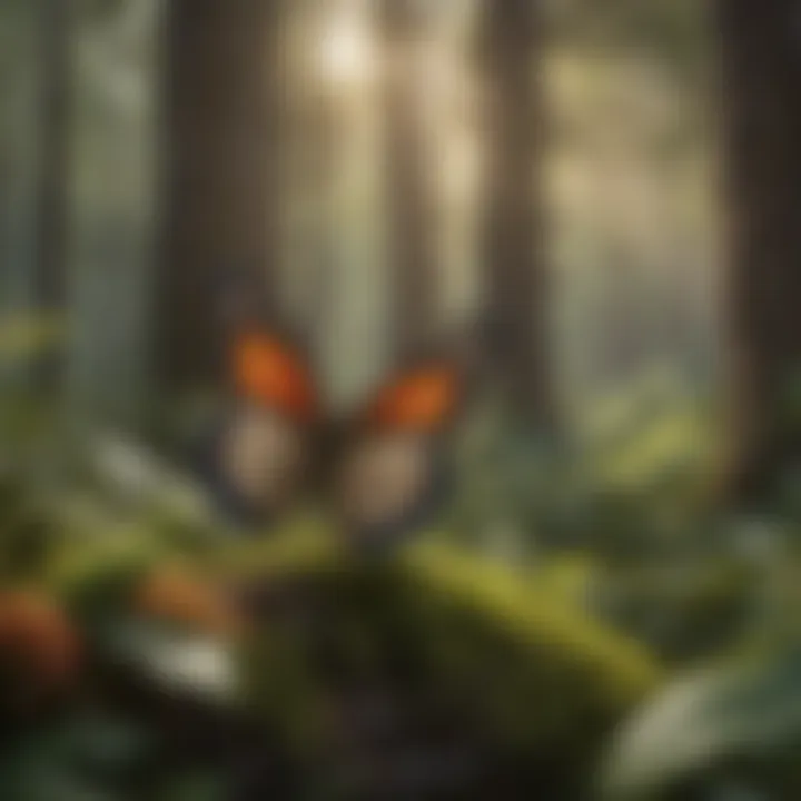 A lush American forest providing habitat for various butterfly species.