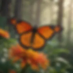 A vibrant monarch butterfly perched on a colorful flower.