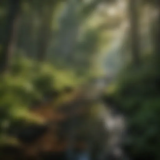 A serene view of Bear Creek's lush surroundings showcasing diverse flora.