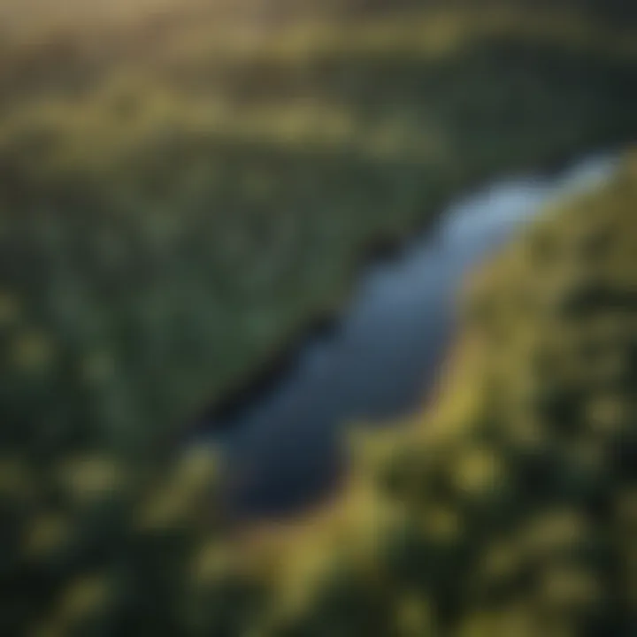 Detailed aerial view of wildlife habitats captured by drone technology