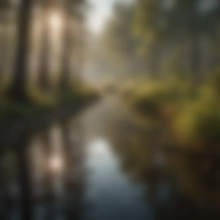 Shifts in Wetland Biodiversity Wetland area highlighting shifts in species diversity and habitat conditions